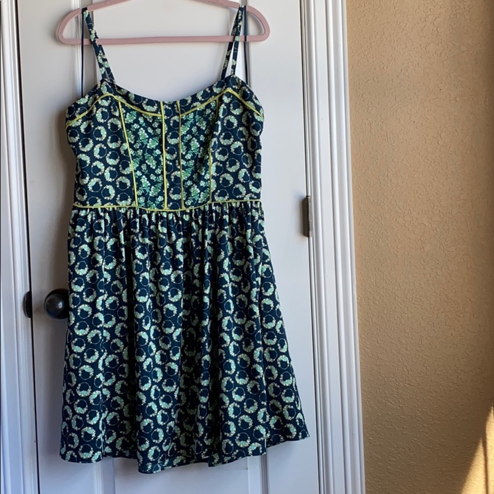 LC Lauren Conrad Navy Floral Light Fit&Flare Dress